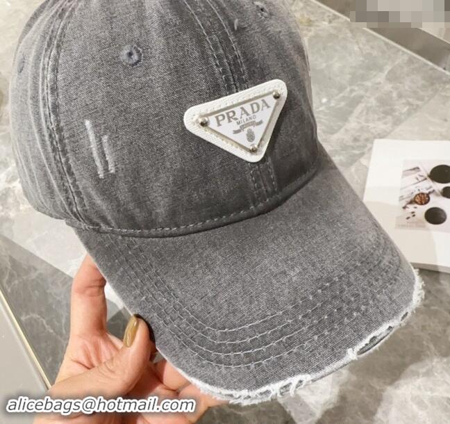 Top Grade Prada Denim Baseball hat 0131 Grey 2024