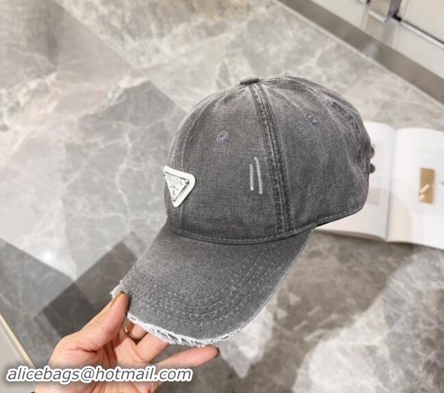 Top Grade Prada Denim Baseball hat 0131 Grey 2024