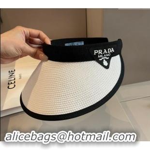 Good Looking Prada Straw Visor Hat 0301 White 2024