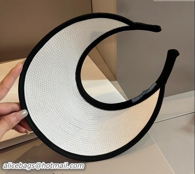 Good Looking Prada Straw Visor Hat 0301 White 2024