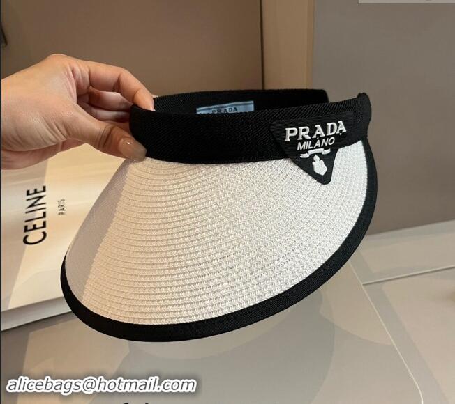 Good Looking Prada Straw Visor Hat 0301 White 2024