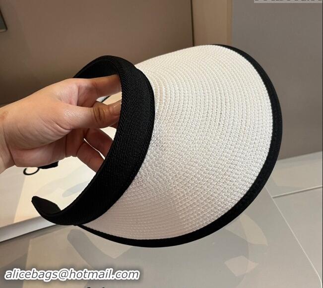 Good Looking Prada Straw Visor Hat 0301 White 2024