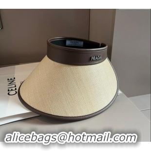 Grade Quality Prada Straw Visor Hat with Crystals 0301 Brown 2024