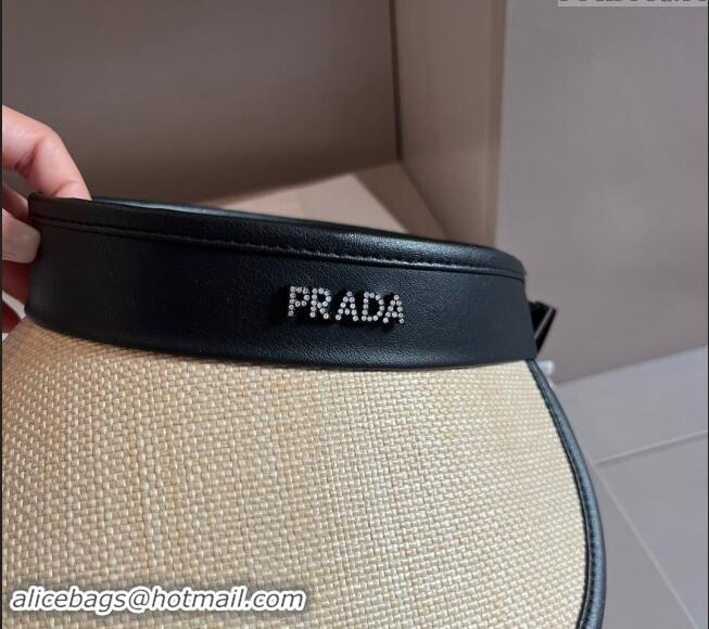 Promotional Prada Straw Visor Hat with Crystals 0301 Black 2024