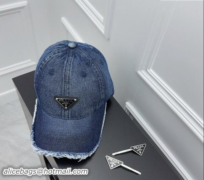 Famous Brand Prada Denim Baseball Hat 0301 Blue 2024