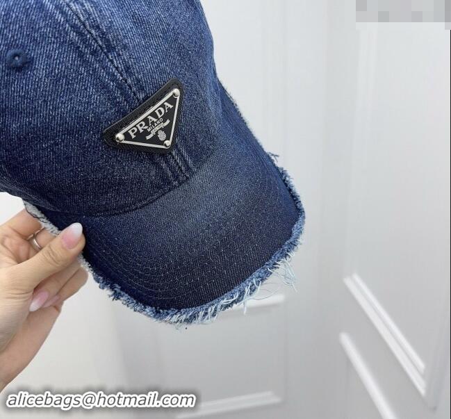 Famous Brand Prada Denim Baseball Hat 0301 Blue 2024