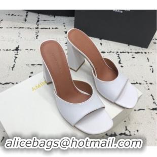 Sumptuous Amina Muaddi Brigitte High Heel Slide Sandals 9.5cm in Nappa Calfskin White 719117