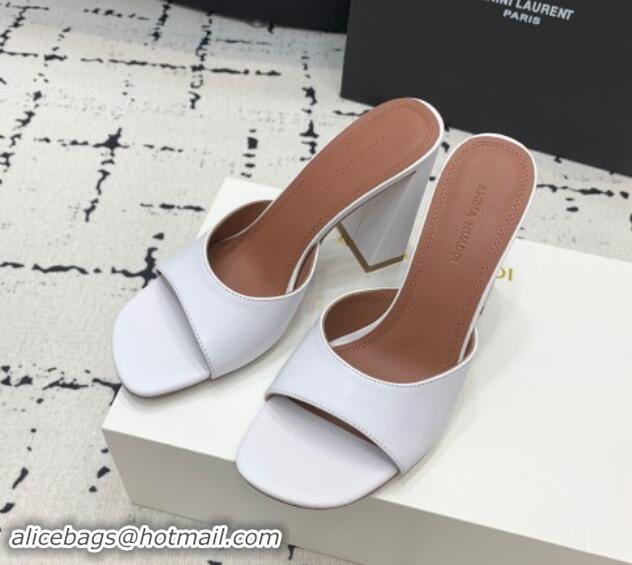 Sumptuous Amina Muaddi Brigitte High Heel Slide Sandals 9.5cm in Nappa Calfskin White 719117