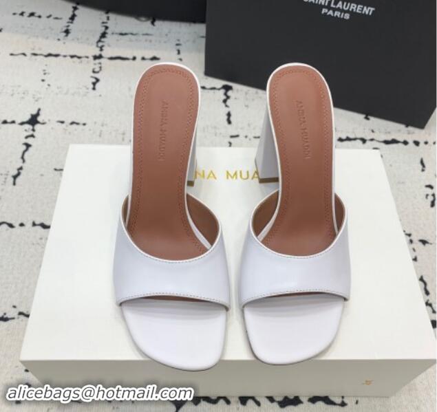 Sumptuous Amina Muaddi Brigitte High Heel Slide Sandals 9.5cm in Nappa Calfskin White 719117