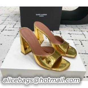 Sophisticated Amina Muaddi Brigitte High Heel Slide Sandals 9.5cm in Nappa Calfskin Gold 719120