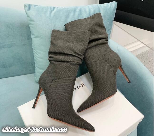 Good Quality Amina Muaddi Jahleel Short Boots 9.5cm in Denim Dark Grey 903006