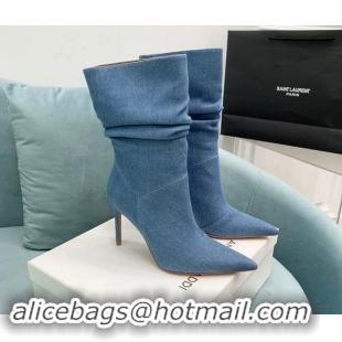 Good Product Amina Muaddi Jahleel Short Boots 9.5cm in Medium Denim 903007