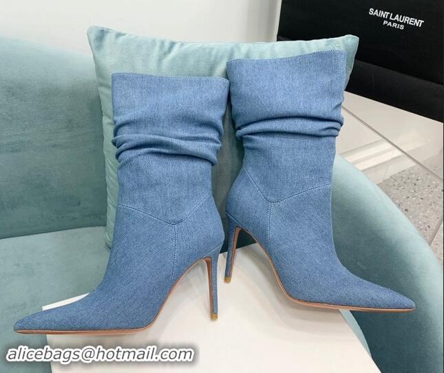 Good Product Amina Muaddi Jahleel Short Boots 9.5cm in Medium Denim 903007