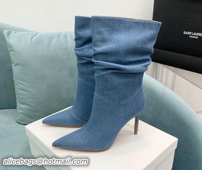 Good Product Amina Muaddi Jahleel Short Boots 9.5cm in Medium Denim 903007