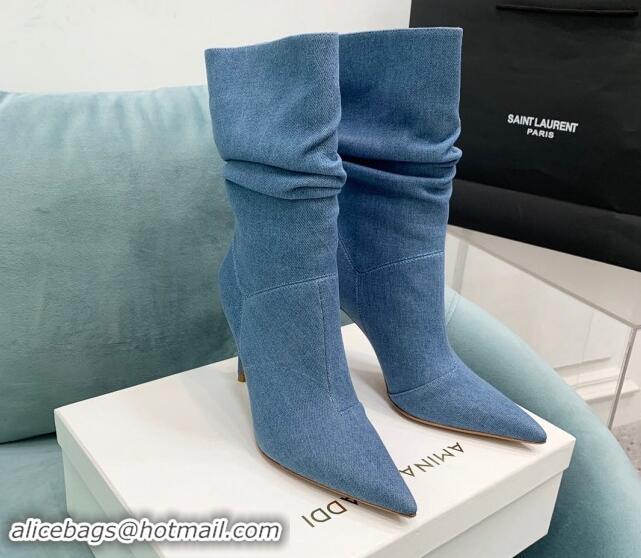 Good Product Amina Muaddi Jahleel Short Boots 9.5cm in Medium Denim 903007