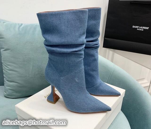 Big Discount Amina Muaddi Denim Medium Boots 9.5cm Medium Blue 903011