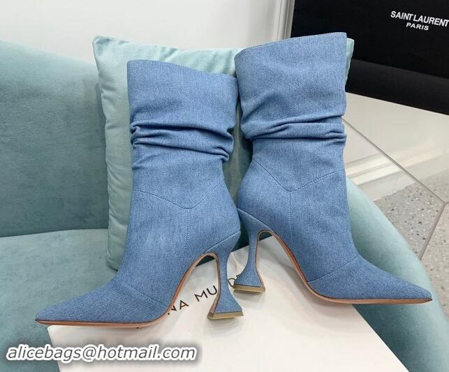 Big Discount Amina Muaddi Denim Medium Boots 9.5cm Medium Blue 903011