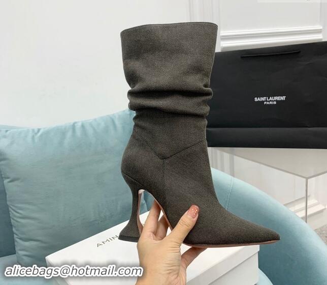 Durable Amina Muaddi Denim Medium Boots 9.5cm Grey 903013