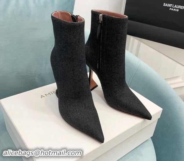 Low Price Amina Muaddi Denim Ankle Boots 10cm Black 903014