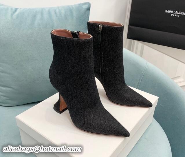 Low Price Amina Muaddi Denim Ankle Boots 10cm Black 903014