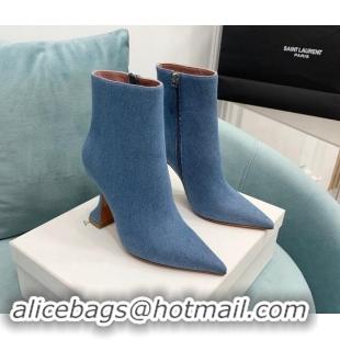 Good Quality Amina Muaddi Denim Ankle Boots 10cm Medium Blue 903015