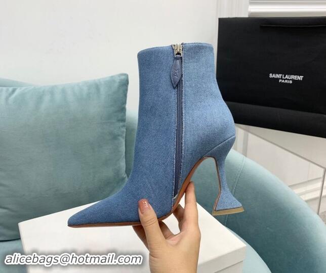 Good Quality Amina Muaddi Denim Ankle Boots 10cm Medium Blue 903015