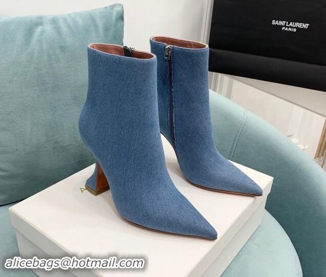 Good Quality Amina Muaddi Denim Ankle Boots 10cm Medium Blue 903015