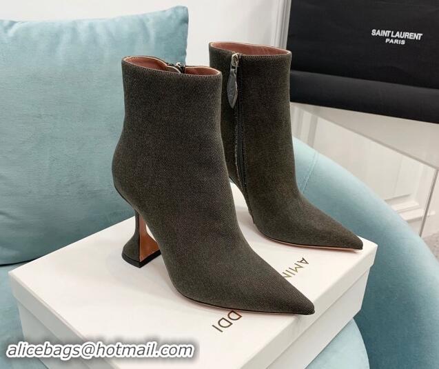 Best Grade Amina Muaddi Denim Ankle Boots 10cm Grey 903016