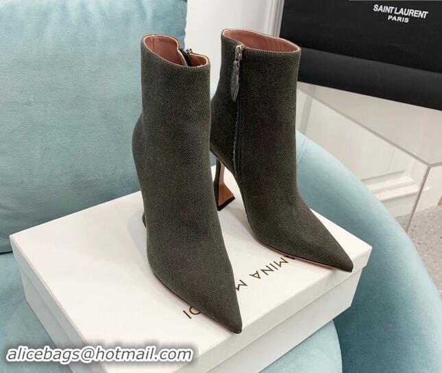 Best Grade Amina Muaddi Denim Ankle Boots 10cm Grey 903016