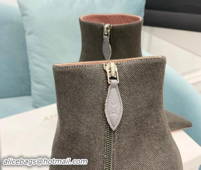 Best Grade Amina Muaddi Denim Ankle Boots 10cm Grey 903016