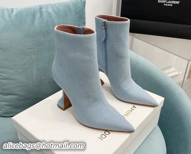 Grade Quality Amina Muaddi Denim Ankle Boots 10cm Pale Blue 903017