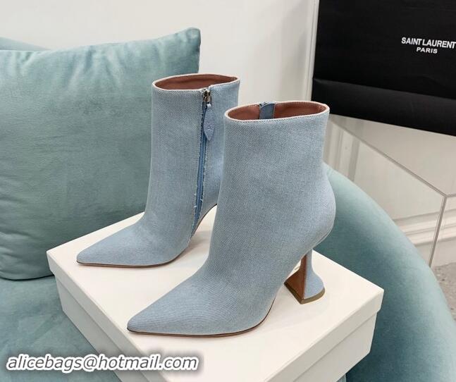 Grade Quality Amina Muaddi Denim Ankle Boots 10cm Pale Blue 903017