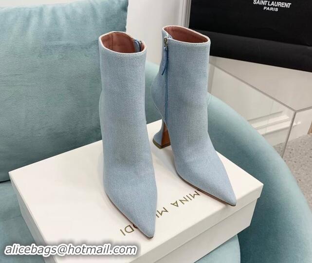 Grade Quality Amina Muaddi Denim Ankle Boots 10cm Pale Blue 903017