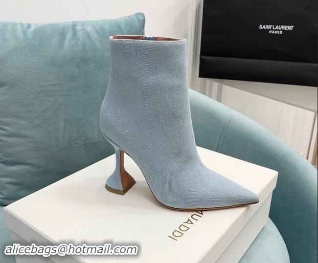 Grade Quality Amina Muaddi Denim Ankle Boots 10cm Pale Blue 903017