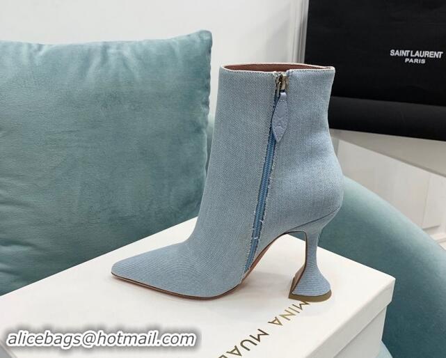 Grade Quality Amina Muaddi Denim Ankle Boots 10cm Pale Blue 903017