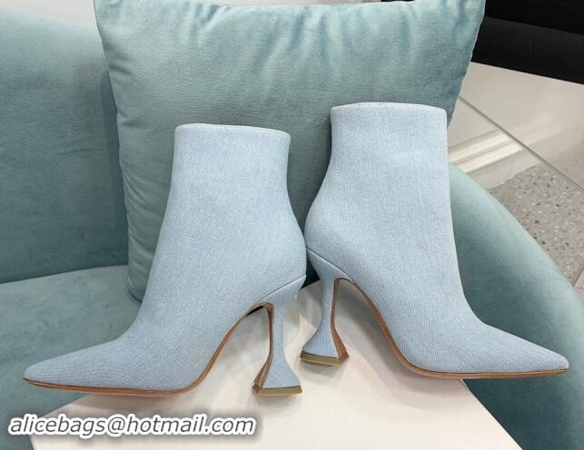 Grade Quality Amina Muaddi Denim Ankle Boots 10cm Pale Blue 903017