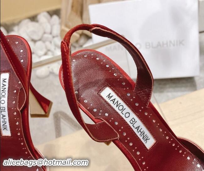 Best Price Manolo Blahnik Classic Silk Slingback Pumps 8cm with Strass Buckle Light Pink 507008