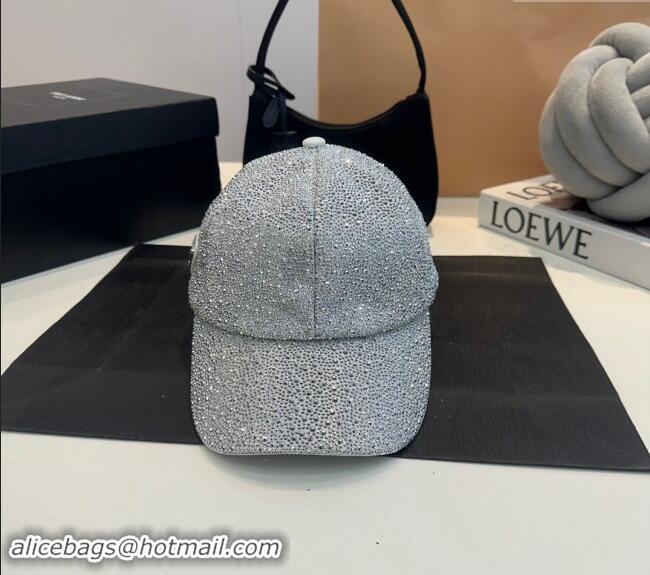 Low Price Prada Crystals Allover Baseball Hat 0302 Silver 2024