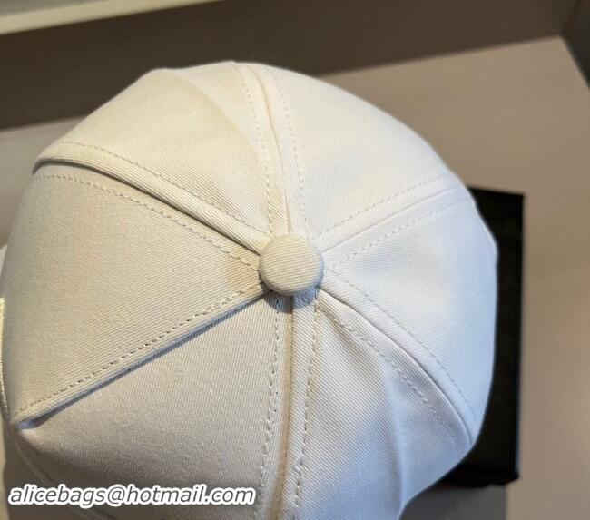 Original Cheap Prada Canvas Baseball Hat 0302 White 2024