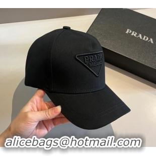 Top Grade Prada Canvas Baseball Hat 0302 Black 2024