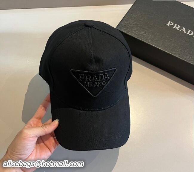 Top Grade Prada Canvas Baseball Hat 0302 Black 2024