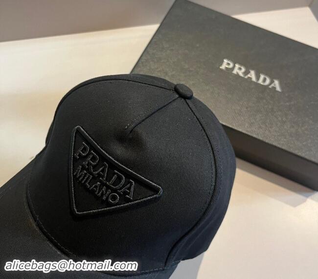 Top Grade Prada Canvas Baseball Hat 0302 Black 2024