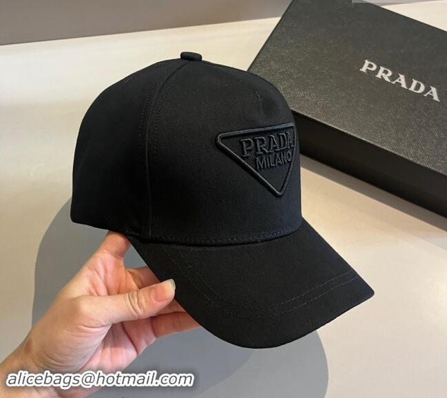 Top Grade Prada Canvas Baseball Hat 0302 Black 2024