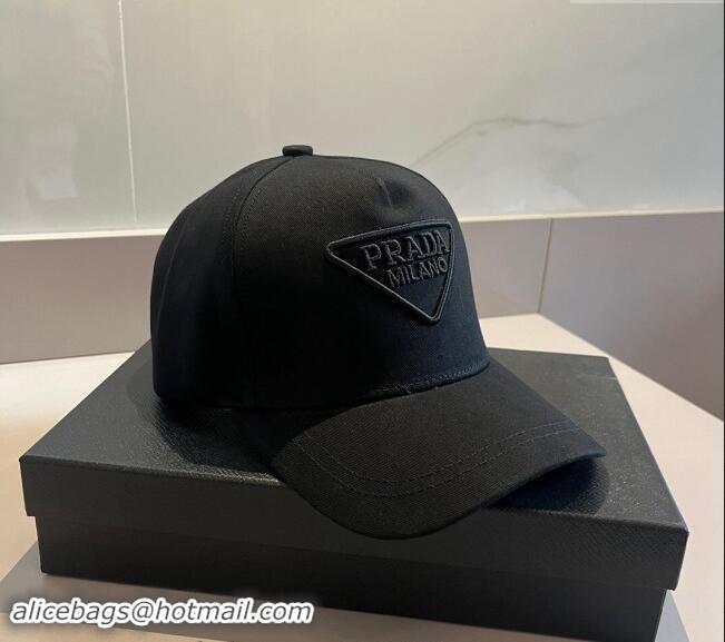 Top Grade Prada Canvas Baseball Hat 0302 Black 2024