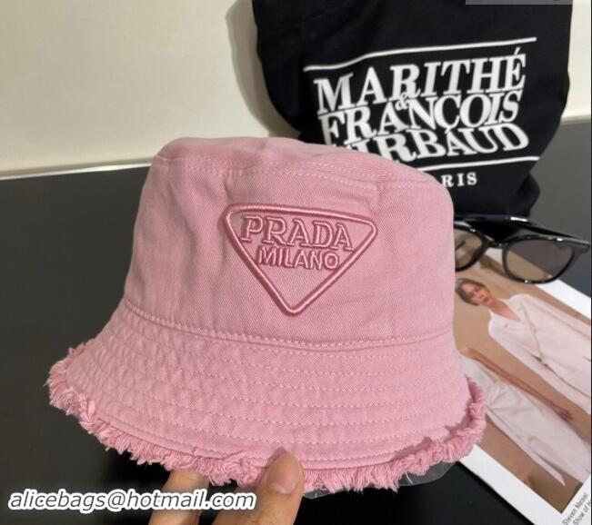 Top Design Prada Canvas Bucket Hat with Fringe 0302 Pink 2024