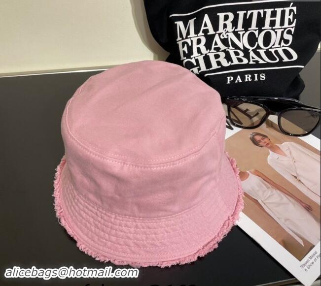 Top Design Prada Canvas Bucket Hat with Fringe 0302 Pink 2024