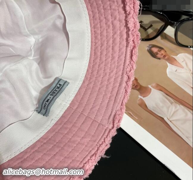 Top Design Prada Canvas Bucket Hat with Fringe 0302 Pink 2024