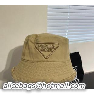 Classic Specials Prada Canvas Bucket Hat with Fringe 0302 Beige 2024