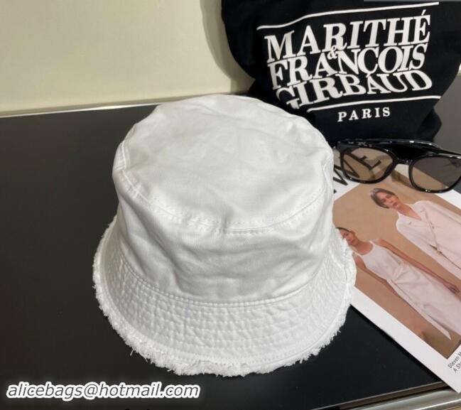 Best Price Prada Canvas Bucket Hat with Fringe 0302 White 2024