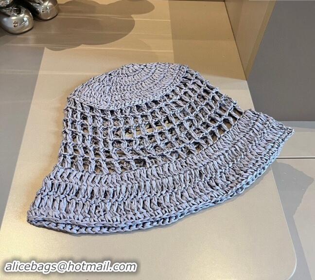 Good Looking Prada Crochet Straw Bucket Hat 0403 Grey 2024